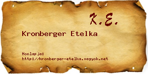 Kronberger Etelka névjegykártya